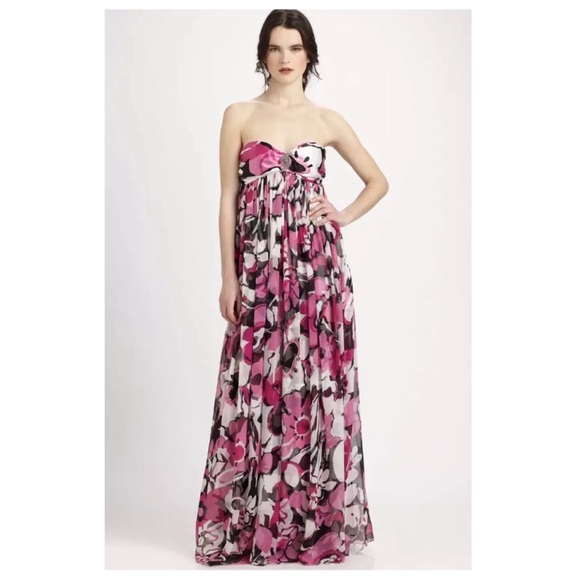 Marc Bower Glamit Dresses & Skirts - Marc Bower Glamit Strapless Floral Silk Gown